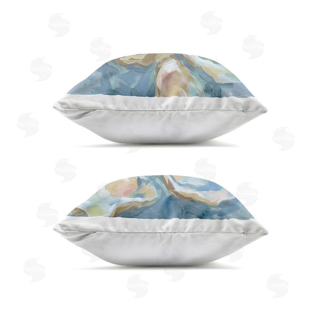 June Erica Vess Serene Seafoam Oyster Shells Outdoor Quick-Dry Polyester Square Throw Pillow Zipper Detail