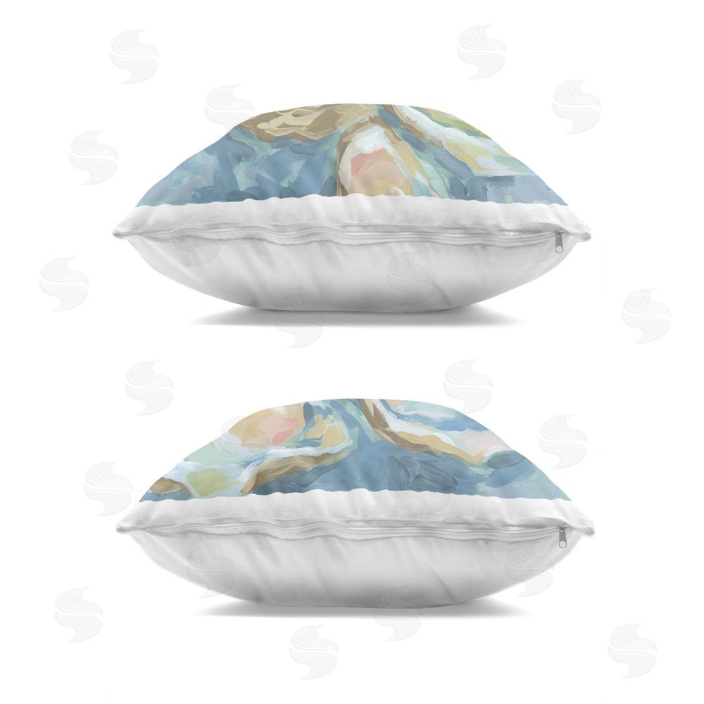 June Erica Vess Serene Seafoam Oyster Shells Indoor Plush Polyester Square Throw Pillow Zipper Detail