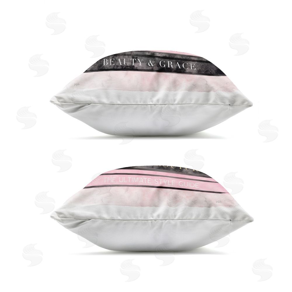 Natalie Carpentieri Pink Heels Atop Books Outdoor Quick-Dry Polyester Square Throw Pillow Zipper Detail