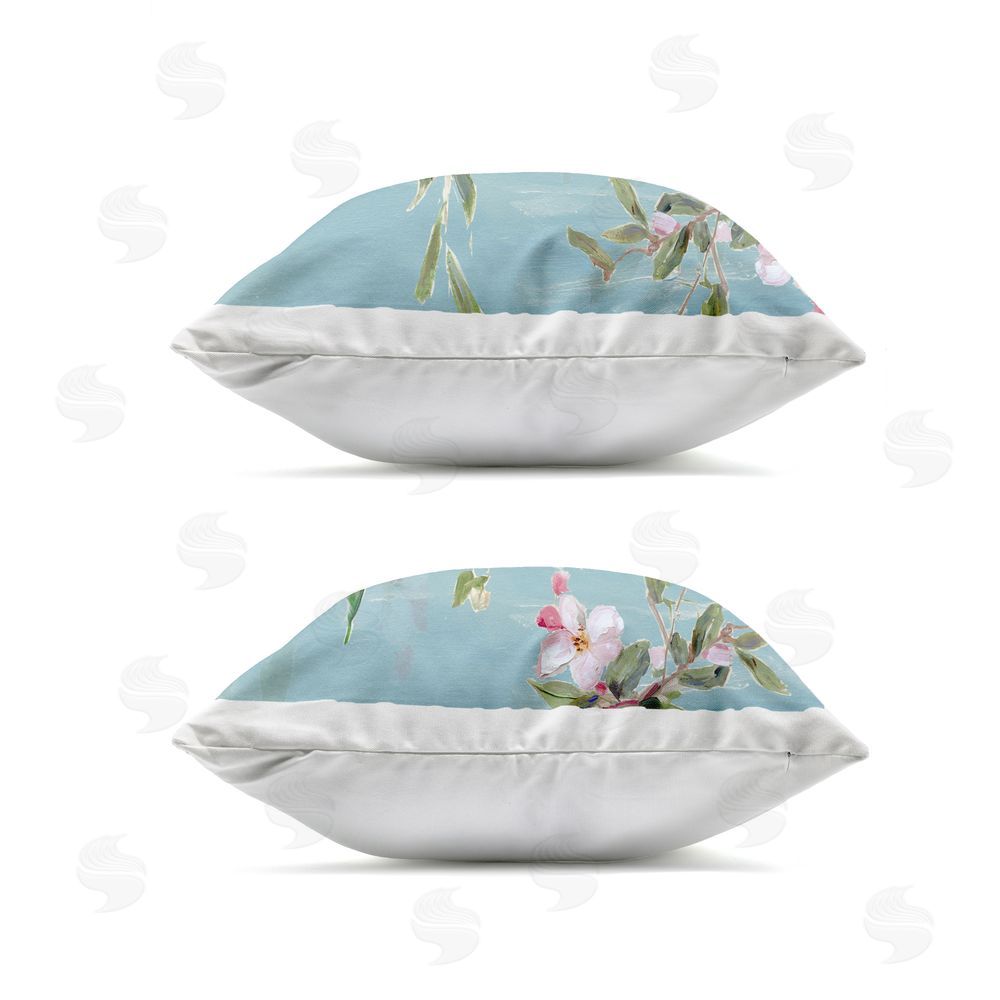 Sally Swatland Songbirds Among Spring Blossoms Outdoor Quick-Dry Polyester Square Throw Pillow Zipper Detail