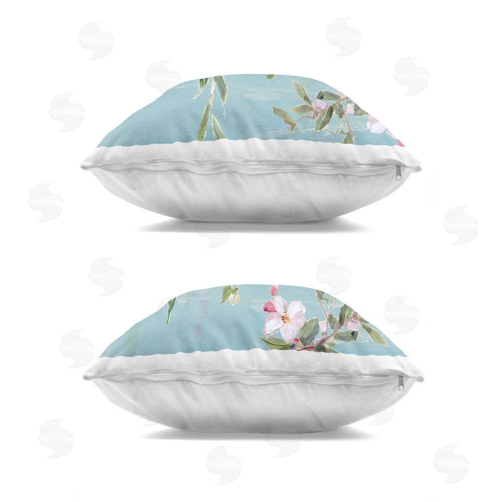 Sally Swatland Songbirds Among Spring Blossoms Indoor Plush Polyester Square Throw Pillow Zipper Detail
