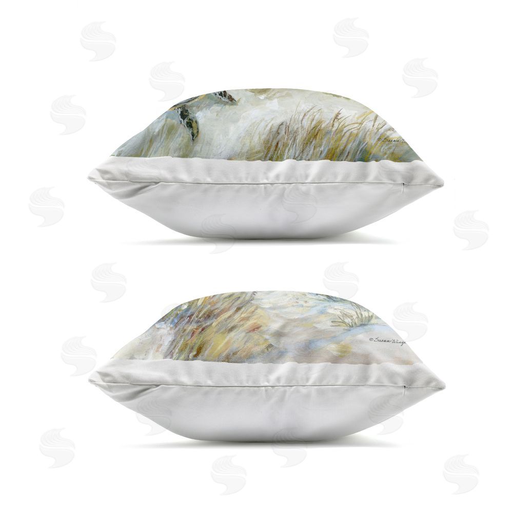 Susan Winget Beach Creatures on Dunes Outdoor Quick-Dry Polyester Square Throw Pillow Zipper Detail