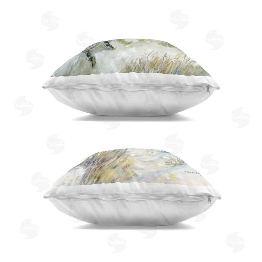 Susan Winget Beach Creatures on Dunes Indoor Plush Polyester Square Throw Pillow Zipper Detail