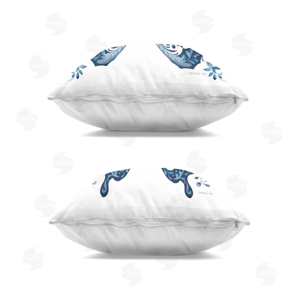 Danhui Nai Bohemian Patterned Butterflies Indoor Plush Polyester Square Throw Pillow Zipper Detail