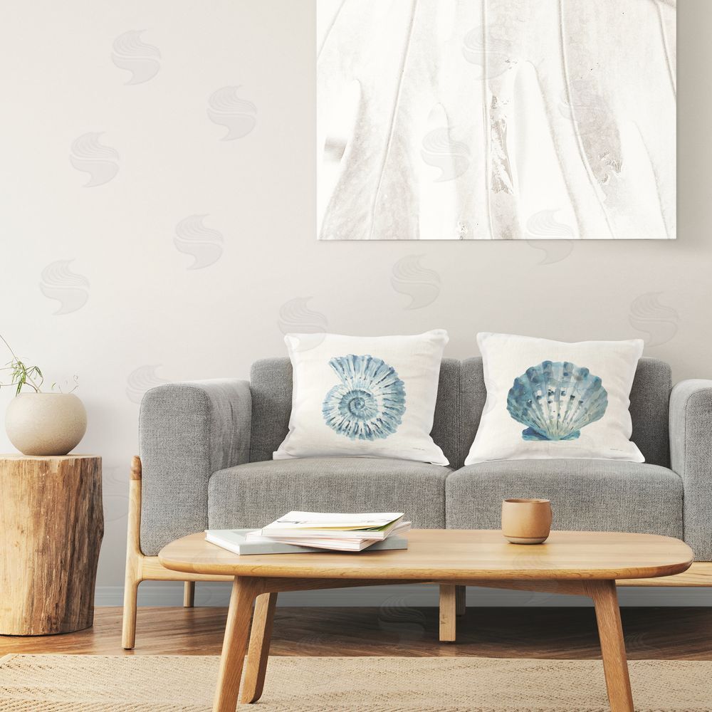 Danhui Nai Tidepool Treasures Seashells Plush Polyester Printed Square Pillow Set in Room