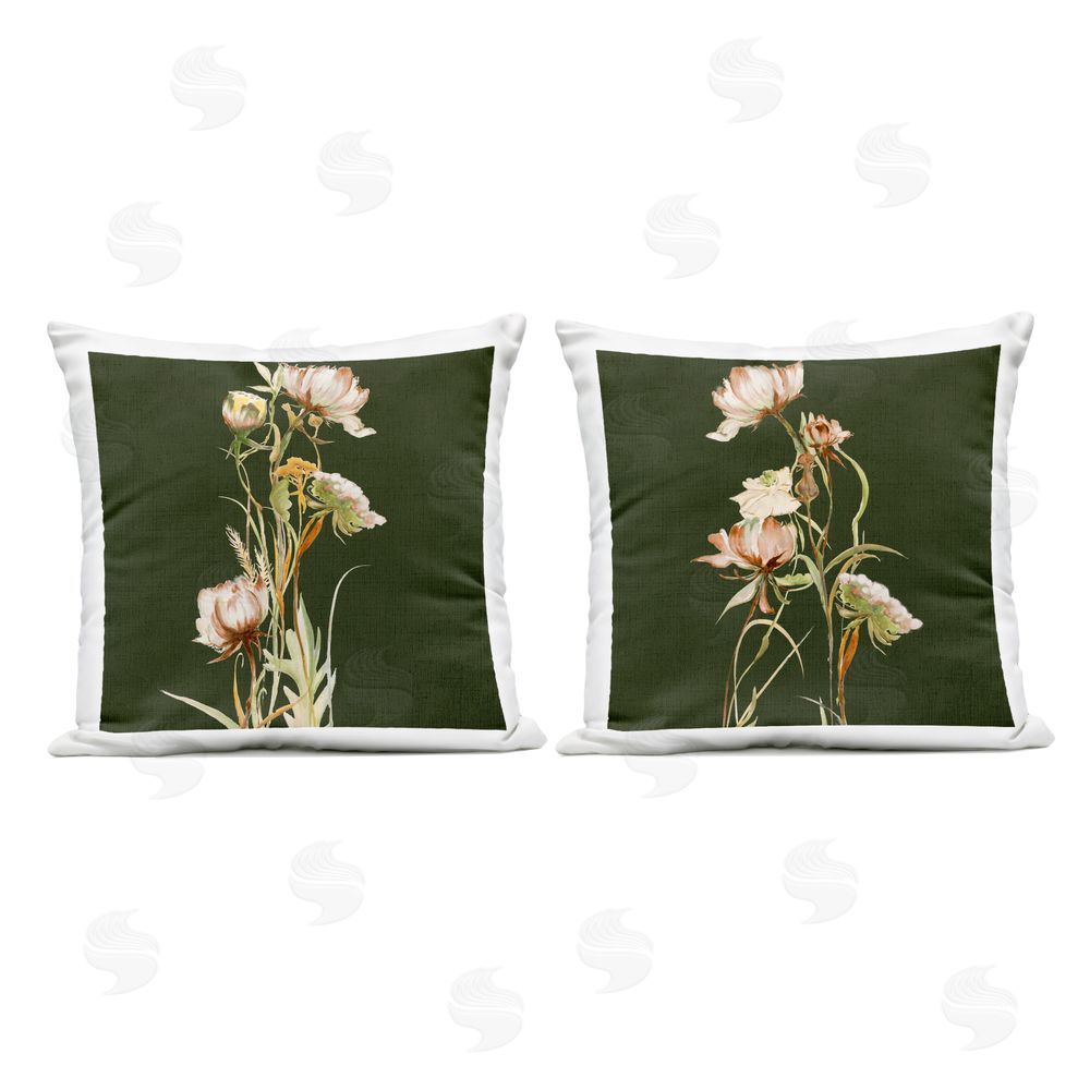 Liz Jardine Botanical Branch over Olive Outdoor Quick-Dry Polyester Square Throw Pillow