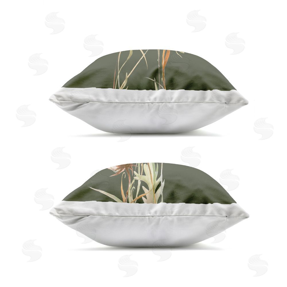Liz Jardine Botanical Branch over Olive Outdoor Quick-Dry Polyester Square Throw Pillow Zipper Detail