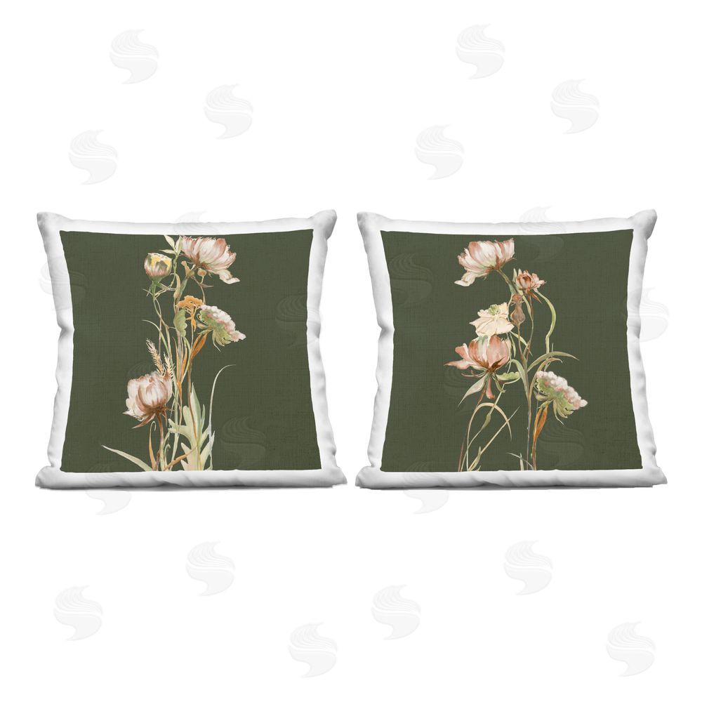 Liz Jardine Botanical Branch over Olive Indoor Plush Polyester Square Throw Pillow
