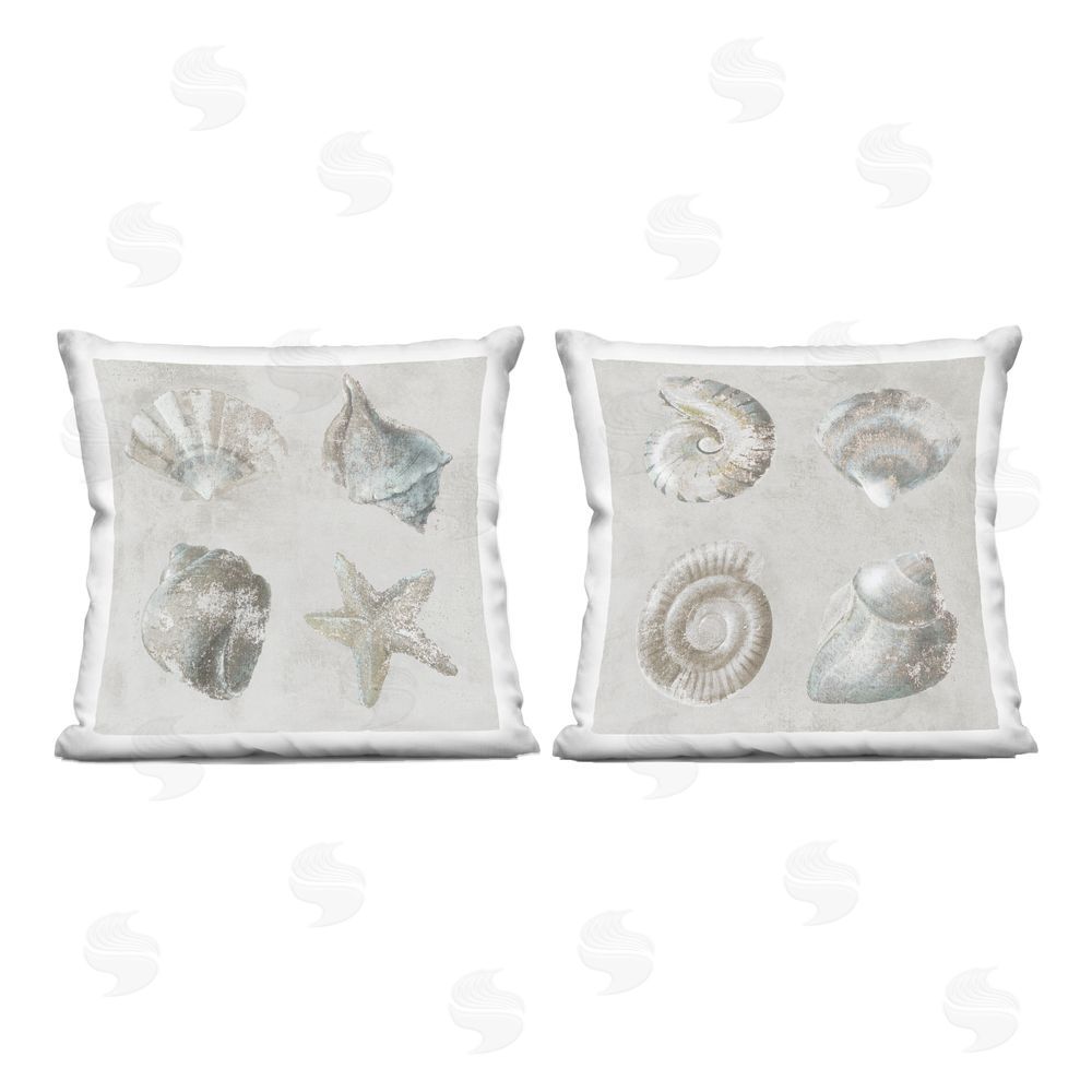 Lorenzo Collective Shoreline Treasures Seashells Collection Indoor Plush Polyester Square Throw Pillow