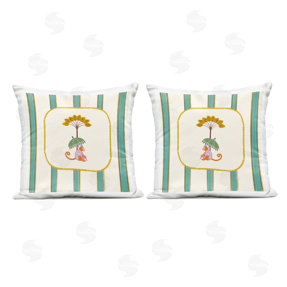 Radhika Modi Vintage Monkey Tropics Outdoor Quick-Dry Polyester Square Throw Pillow