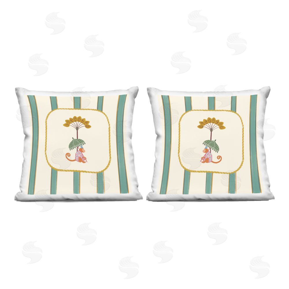 Radhika Modi Vintage Monkey Tropics Indoor Plush Polyester Square Throw Pillow