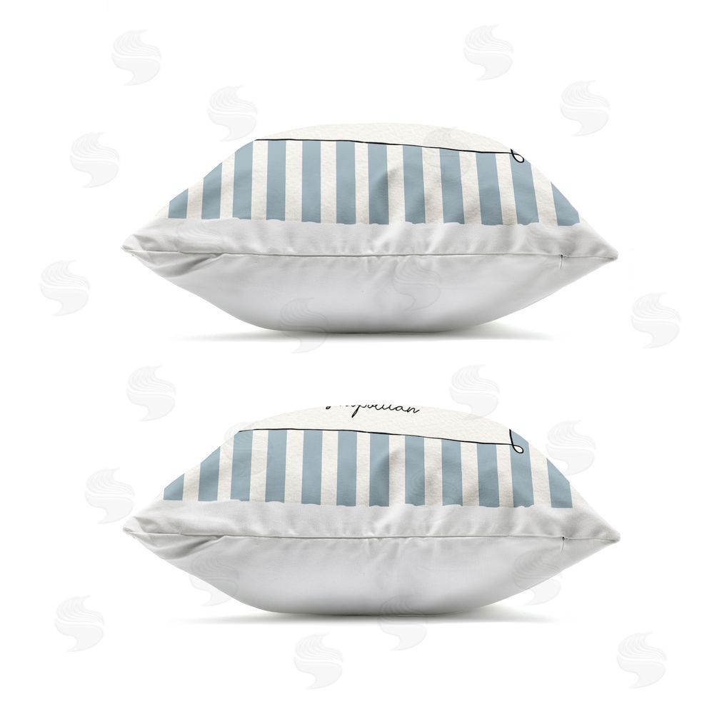 Susan Jill Summer Drinks on Stripes Outdoor Square Printed Throw Pillow Side View with Zipper Detail