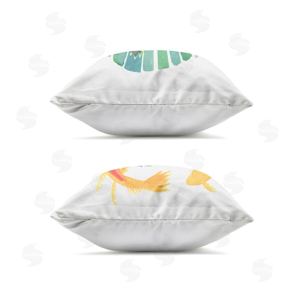 Hillary Holt Orbital Aquatic Creatures Outdoor Square Printed Throw Pillow Side View with Zipper Detail