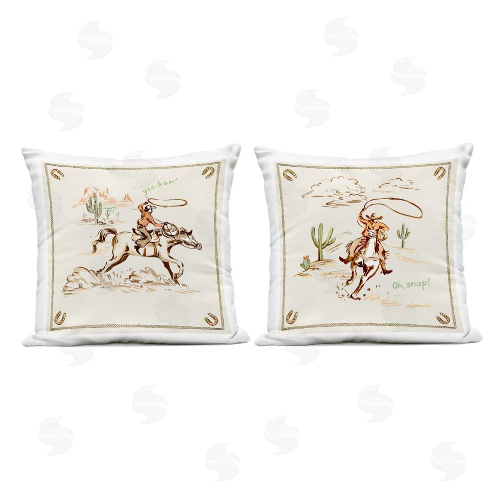 Erin Makai Cowboys & Lassos Phrases Outdoor Quick-Dry Polyester Square Throw Pillow