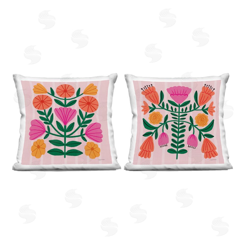 Cheryl Warrick Colorful Garden Symmetry Indoor Plush Polyester Square Throw Pillow