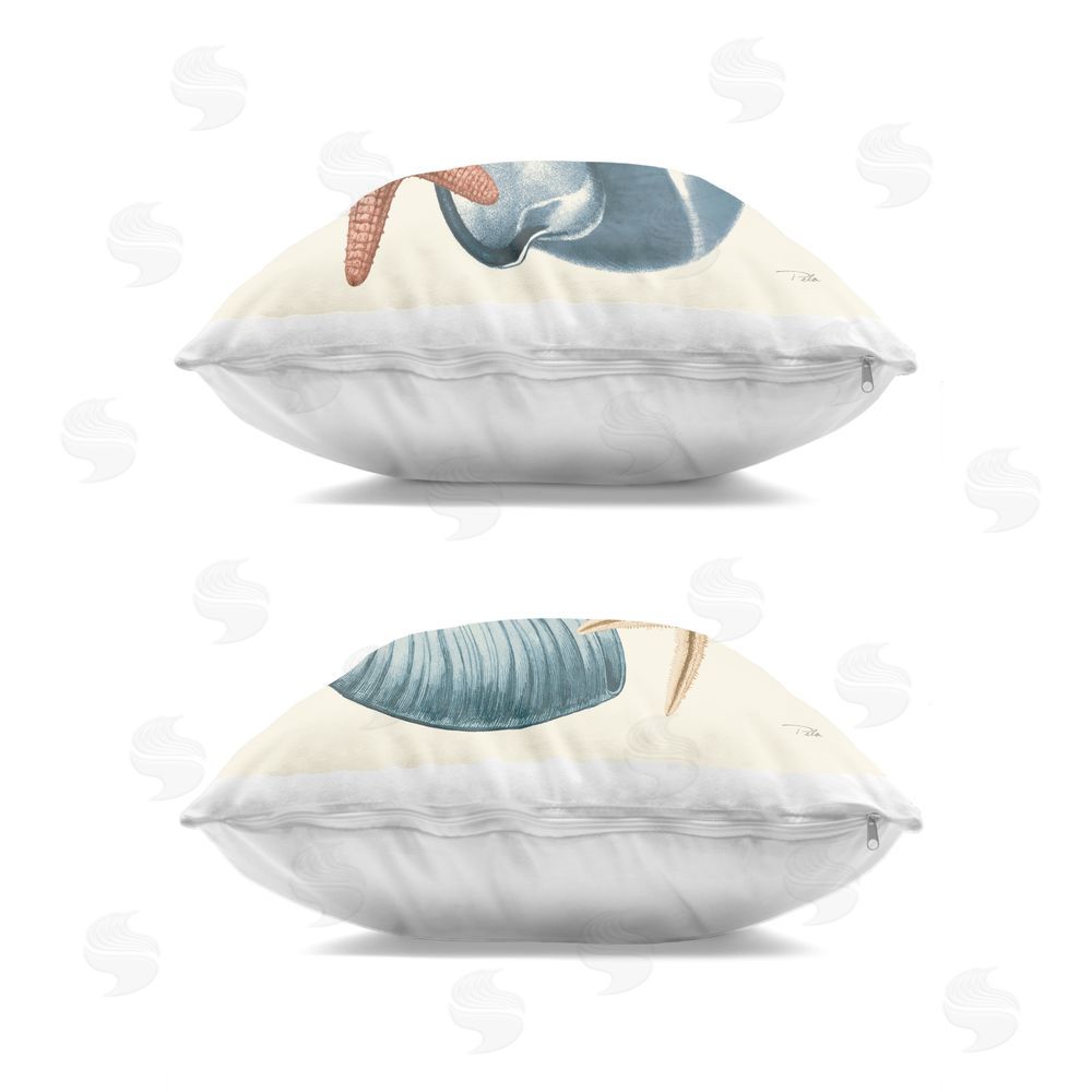 Pela Studio Mixture of Ocean Life Indoor Plush Polyester Square Throw Pillow Zipper Detail