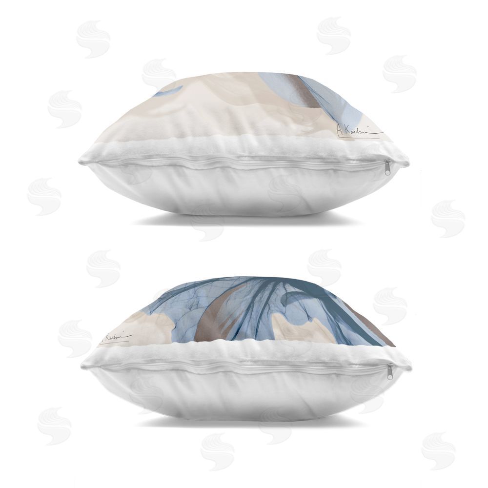 Albert Koetsier Sapphire Flower Transformation Indoor Plush Polyester Square Throw Pillow Zipper Detail