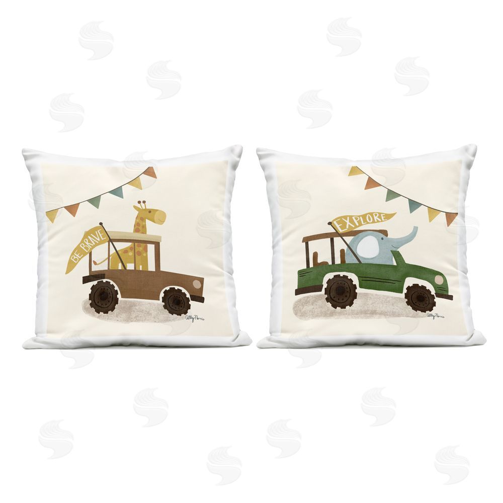 Allyson Norris Be Brave & Explore Animals Outdoor Quick-Dry Polyester Square Throw Pillow