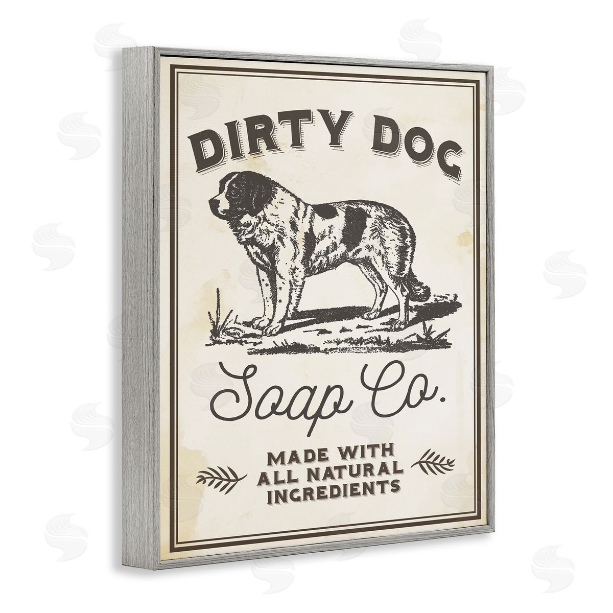 Dirty Dog Soap Vintage Sign Grey Frame Print Wall Art, Home Decor by Stupell Studio