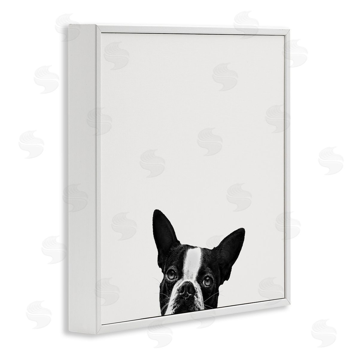 Dog Peeking From Below White Frame Print Wall Art, Home Decor by Jon Bertelli