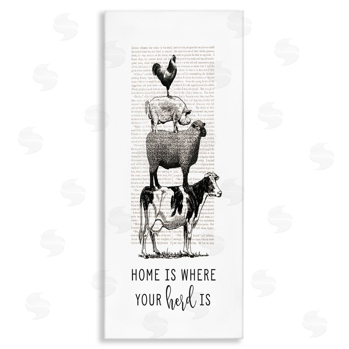 Where Your Herd Family Animals Canvas Wall Art, Home Decor by Lettered and Lined