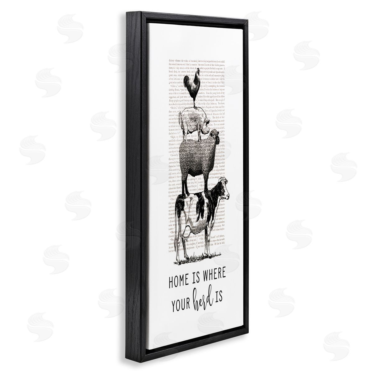 Where Your Herd Family Animals Black Floating Frame Canvas Wall Art, Home Decor by Lettered and Lined