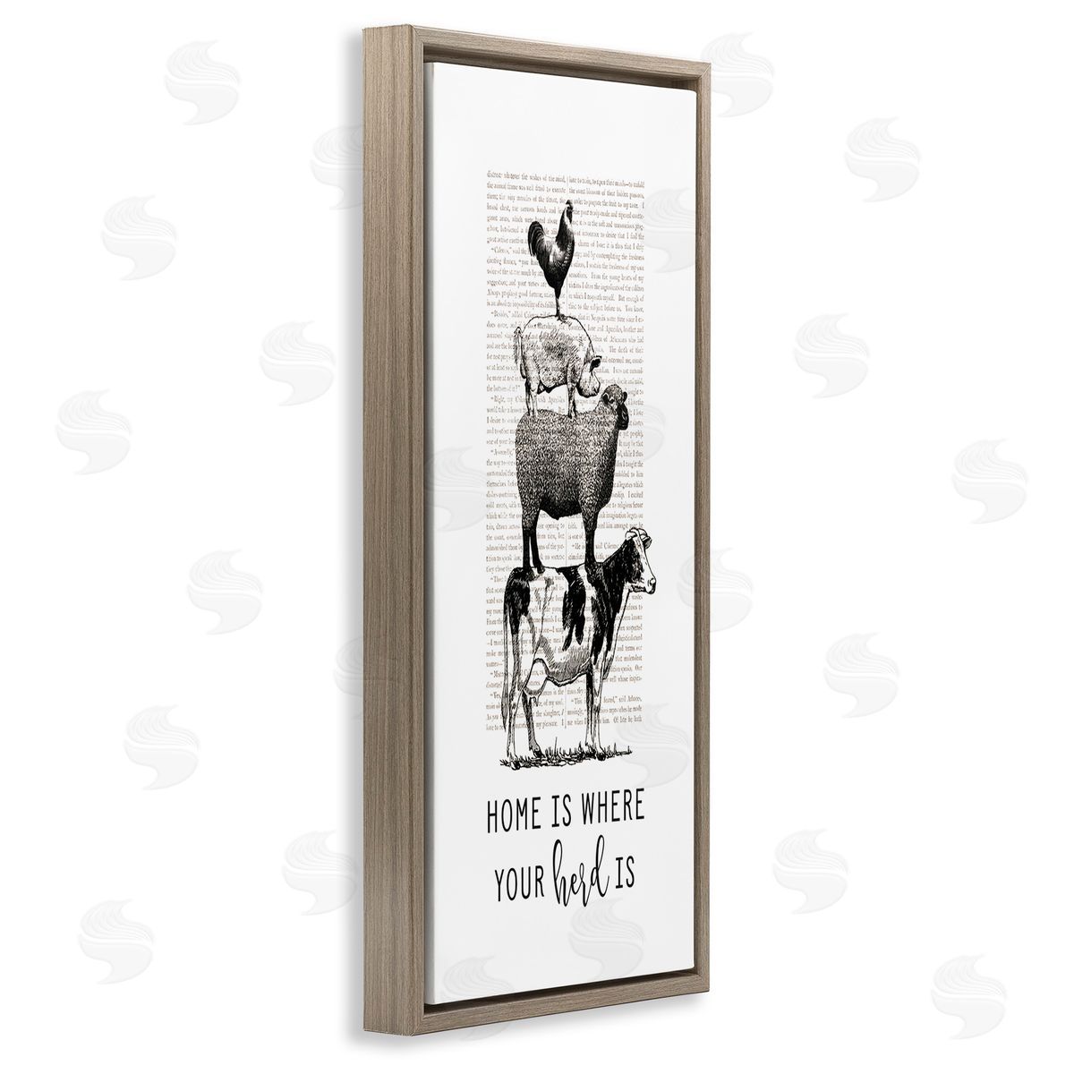 Where Your Herd Family Animals Brown Floating Frame Canvas Wall Art, Home Decor by Lettered and Lined