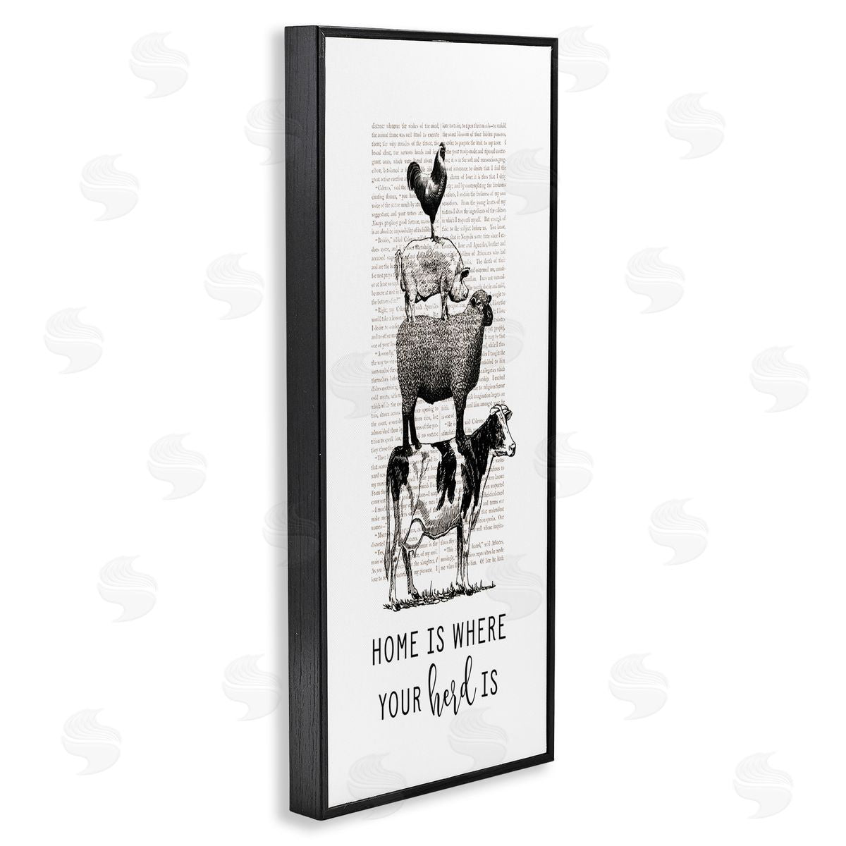 Where Your Herd Family Animals Black Frame Print Wall Art, Home Decor by Lettered and Lined