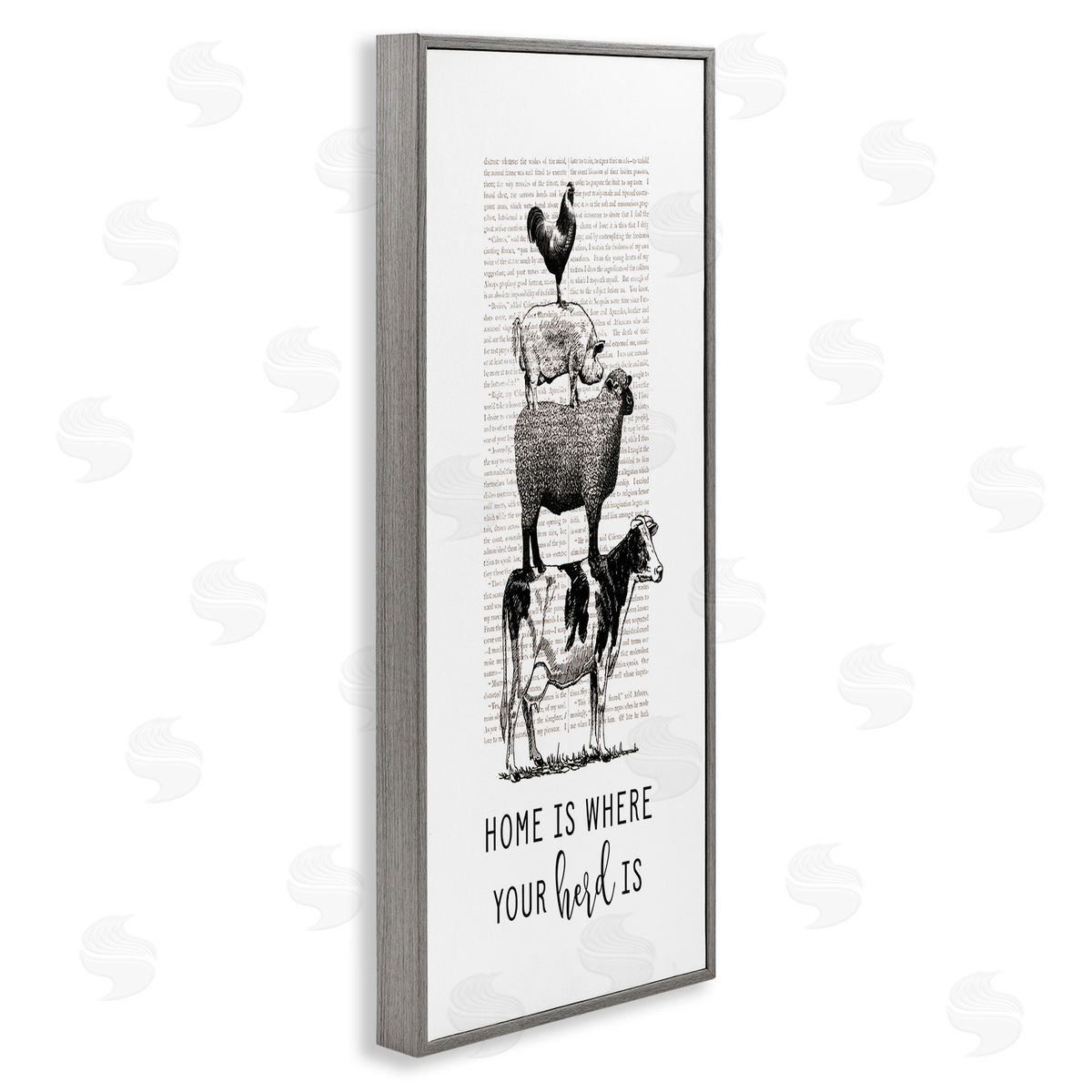 Where Your Herd Family Animals Grey Frame Print Wall Art, Home Decor by Lettered and Lined