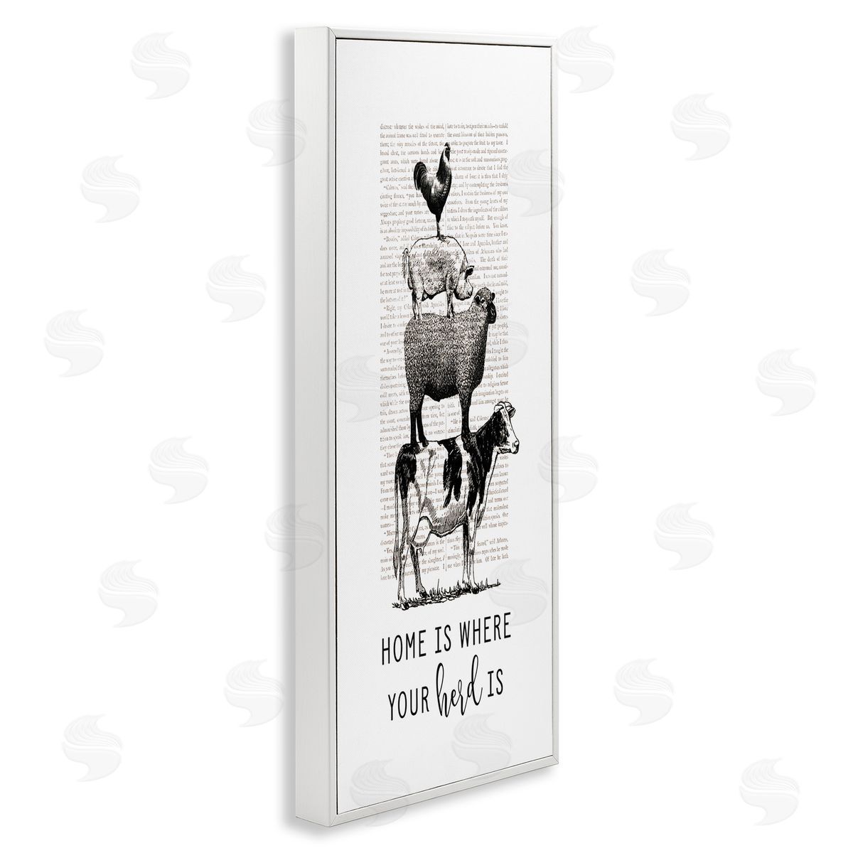 Where Your Herd Family Animals White Frame Print Wall Art, Home Decor by Lettered and Lined