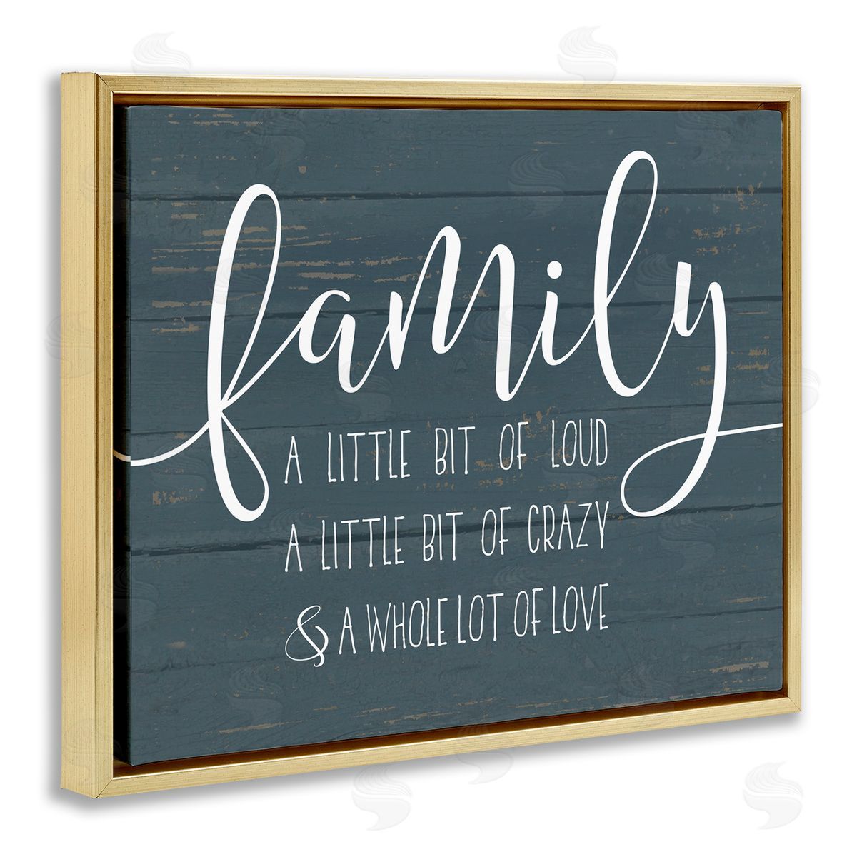 Family Loud Crazy Love Gold Floating Frame Canvas Wall Art, Home Decor by Lettered and Lined