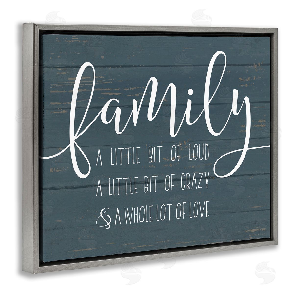 Family Loud Crazy Love Grey Floating Frame Canvas Wall Art, Home Decor by Lettered and Lined