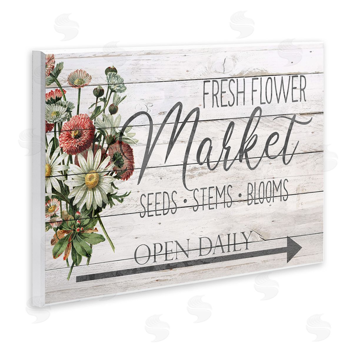 Planked Style Fresh Flower Market Wood Plaque Wall Art, Home Decor by Anne Bailey