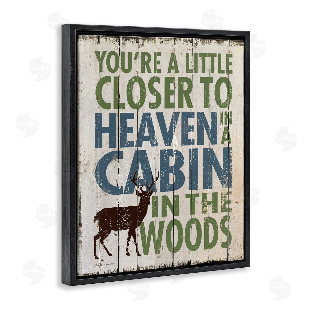 Closer to Heaven in a Cabin Black Floating Frame Canvas Wall Art, Home Decor by Stephanie Workman Marrott