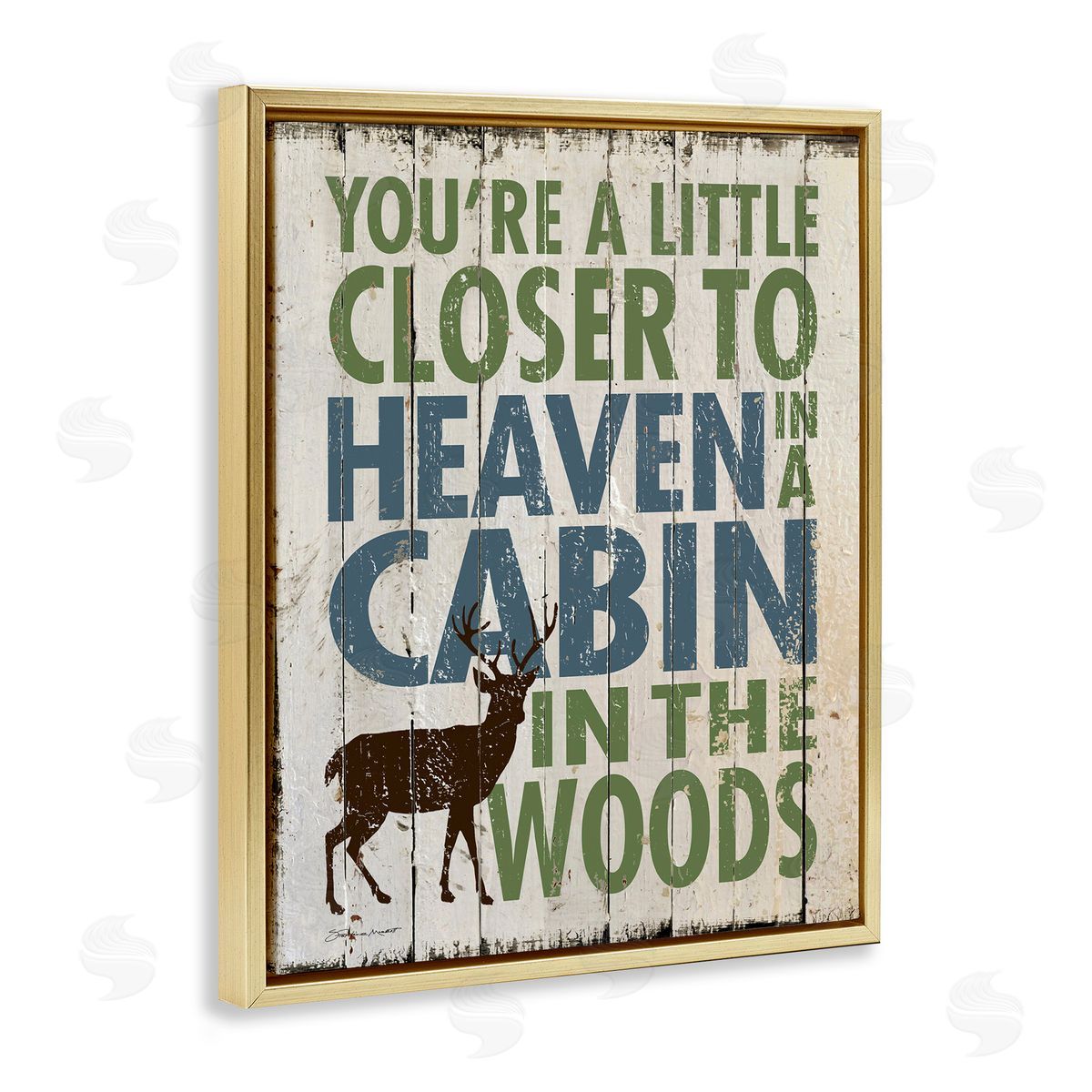 Closer to Heaven in a Cabin Gold Floating Frame Canvas Wall Art, Home Decor by Stephanie Workman Marrott