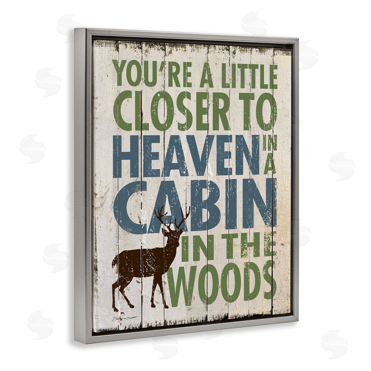 Closer to Heaven in a Cabin Grey Floating Frame Canvas Wall Art, Home Decor by Stephanie Workman Marrott