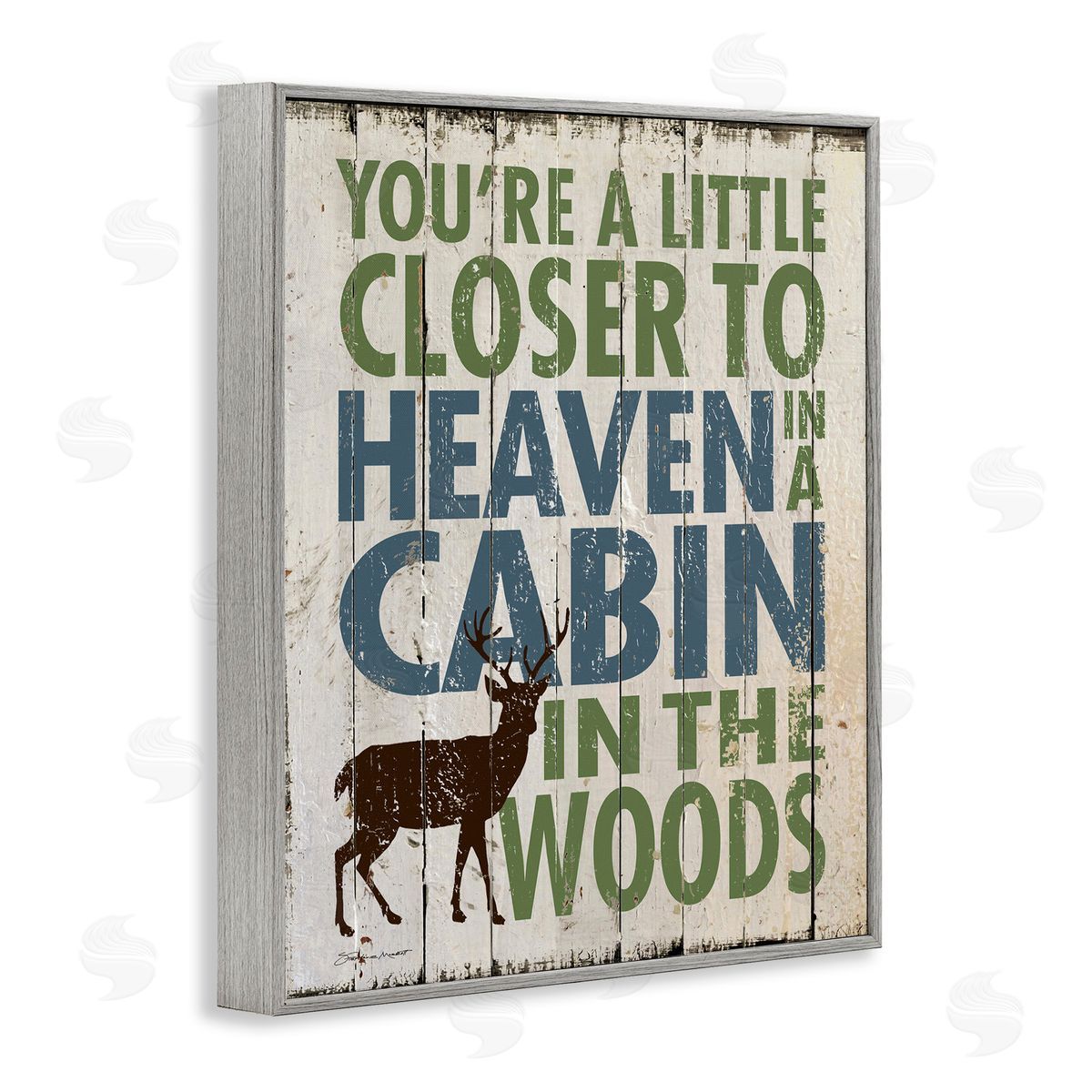 Closer to Heaven in a Cabin Grey Frame Print Wall Art, Home Decor by Stephanie Workman Marrott