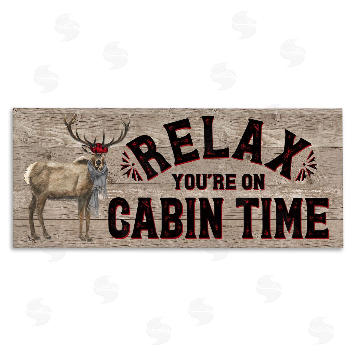 Cabin Time Phrase with Deer Canvas Wall Art, Home Decor by Tara Reed