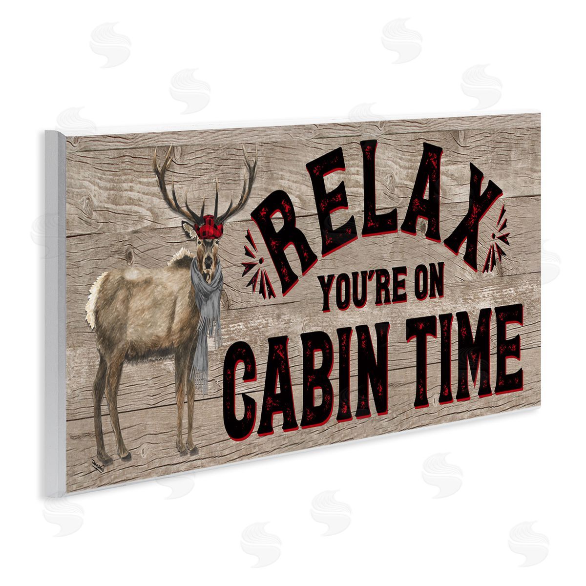 Cabin Time Phrase with Deer Wood Plaque Wall Art, Home Decor by Tara Reed