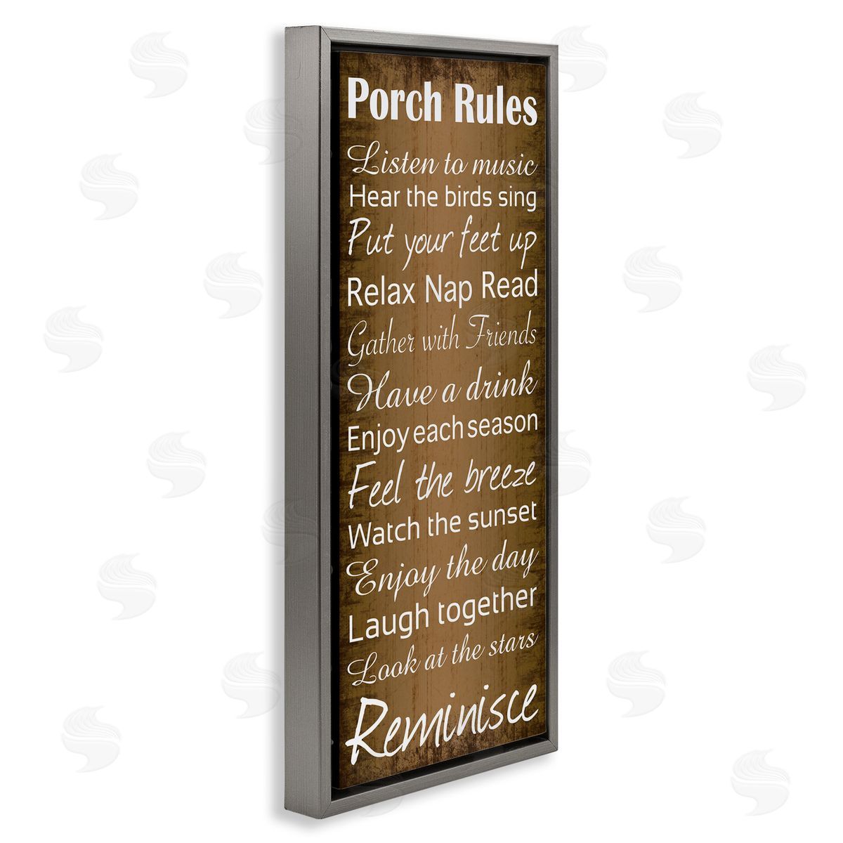 Porch Rules Country Rustic Grey Floating Frame Canvas Wall Art, Home Decor by Lauren Gibbons