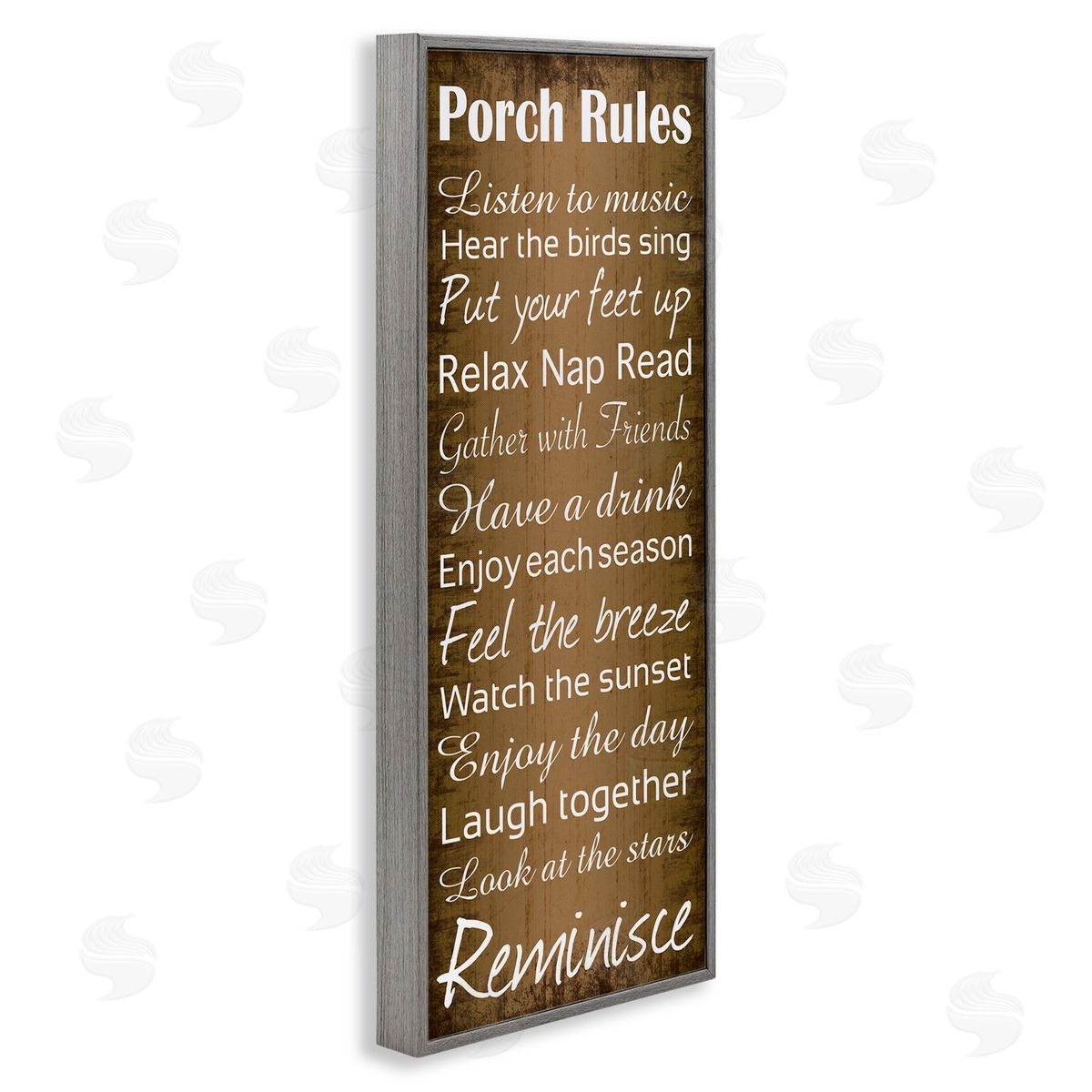 Porch Rules Country Rustic Grey Frame Print Wall Art, Home Decor by Lauren Gibbons