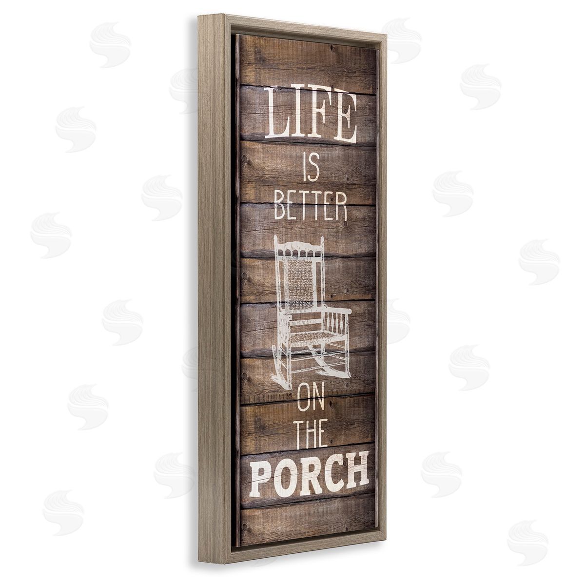 Porch Life Country Rustic Brown Floating Frame Canvas Wall Art, Home Decor by Kimberly Allen