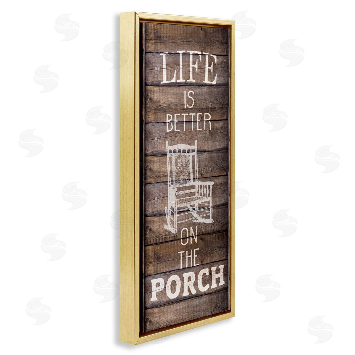 Porch Life Country Rustic Gold Floating Frame Canvas Wall Art, Home Decor by Kimberly Allen