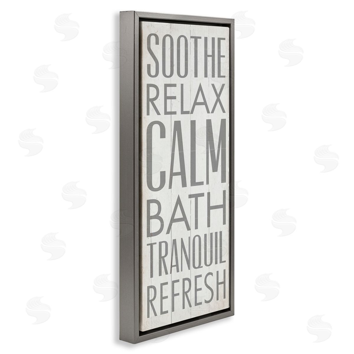Soothe Calm Relax Bath Bathroom Grey Floating Frame Canvas Wall Art, Home Decor by Dallas Drotz