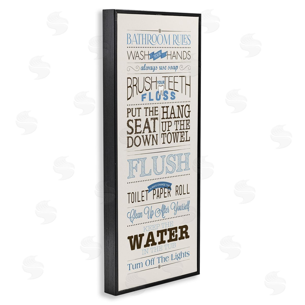 Bathroom Rules Vintage List Black Frame Print Wall Art, Home Decor by Stephanie Workman Marrott