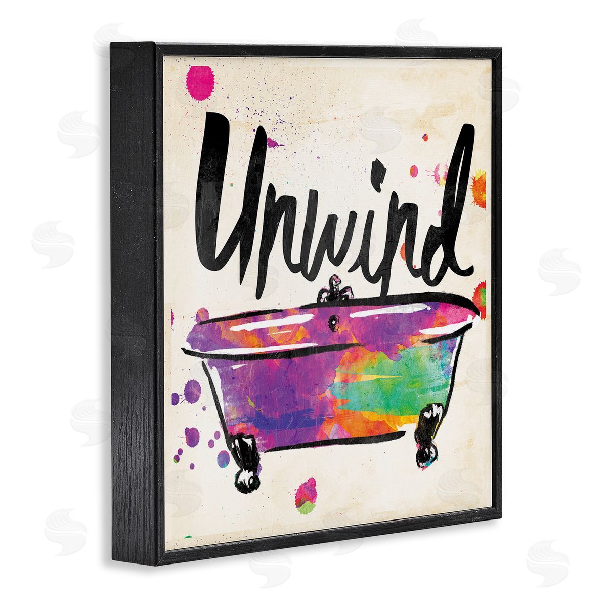 Unwind Rainbow Colors Icon Bath Black Frame Print Wall Art, Home Decor by Jace Grey