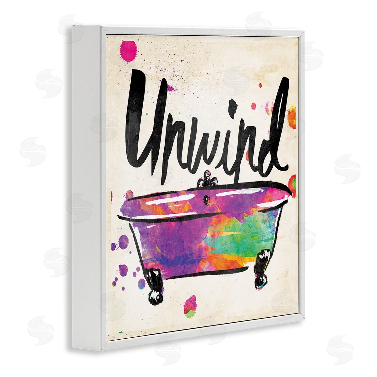 Unwind Rainbow Colors Icon Bath White Frame Print Wall Art, Home Decor by Jace Grey