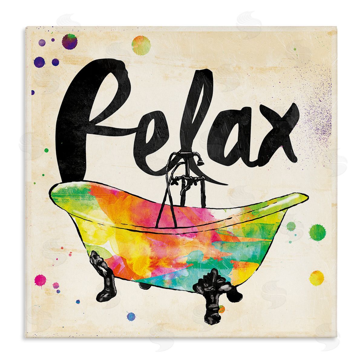 Relax Rainbow Colors Icon Bath Canvas Wall Art, Home Decor by Jace Grey