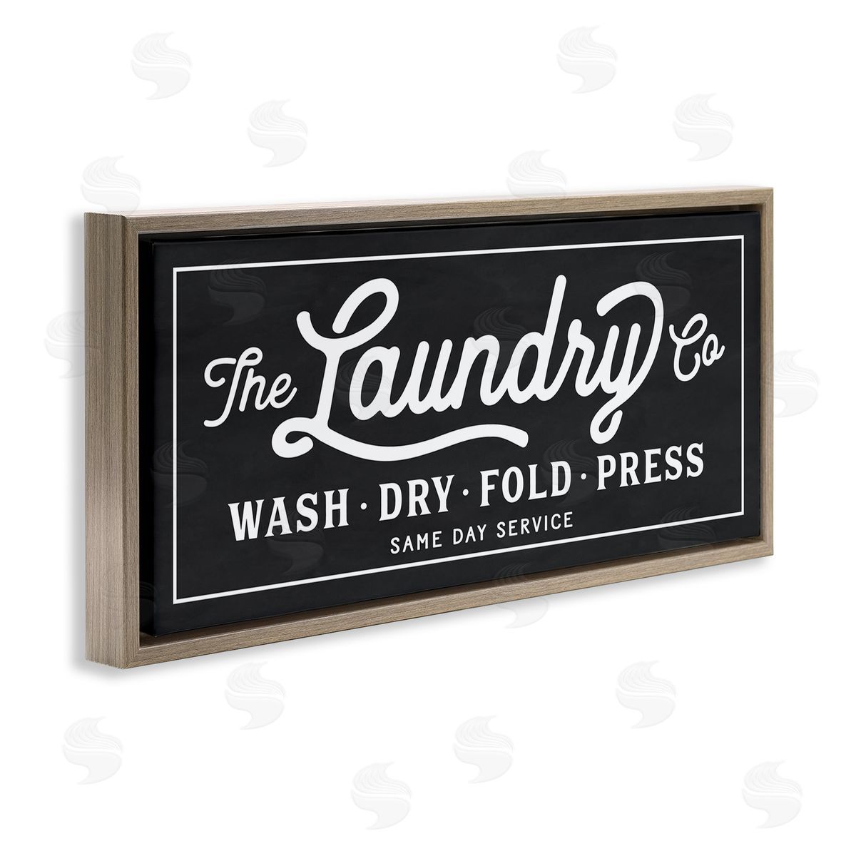 Vintage Laundry Sign Cursive Typography Brown Floating Frame Canvas Wall Art, Home Decor by Lettered and Lined