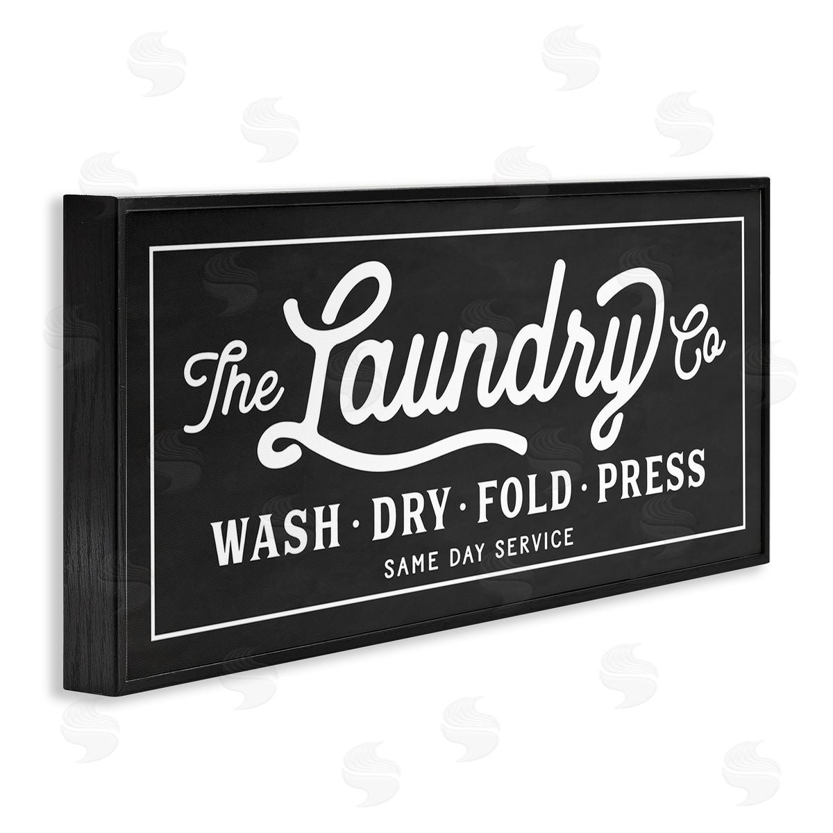 Vintage Laundry Sign Cursive Typography Black Frame Print Wall Art, Home Decor by Lettered and Lined